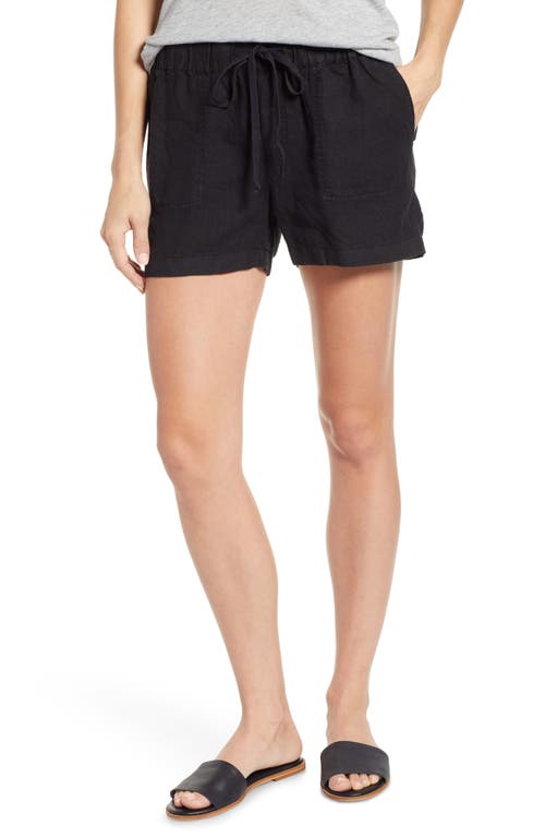 Caslon(R) Linen Shorts in Black