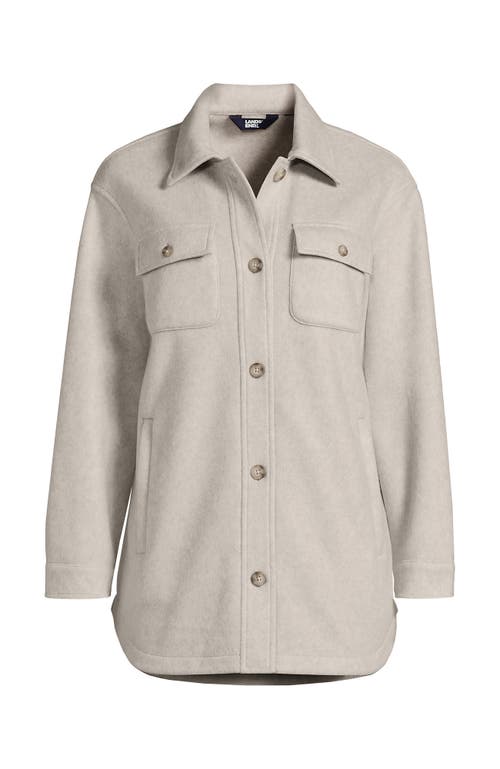 Shop Lands' End Plus Size Luxe Fleece Shirt Jacket In Warm Stone Heather