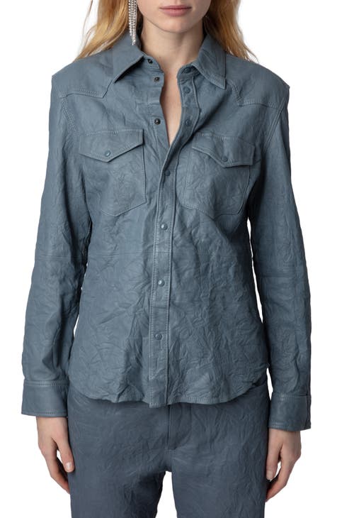Thelma Cuir Froisse Leather Shirt