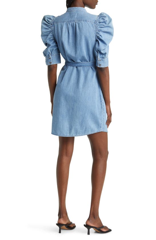 Shop Frame Gillian Puff Sleeve Denim Shirtdress In Bluebird