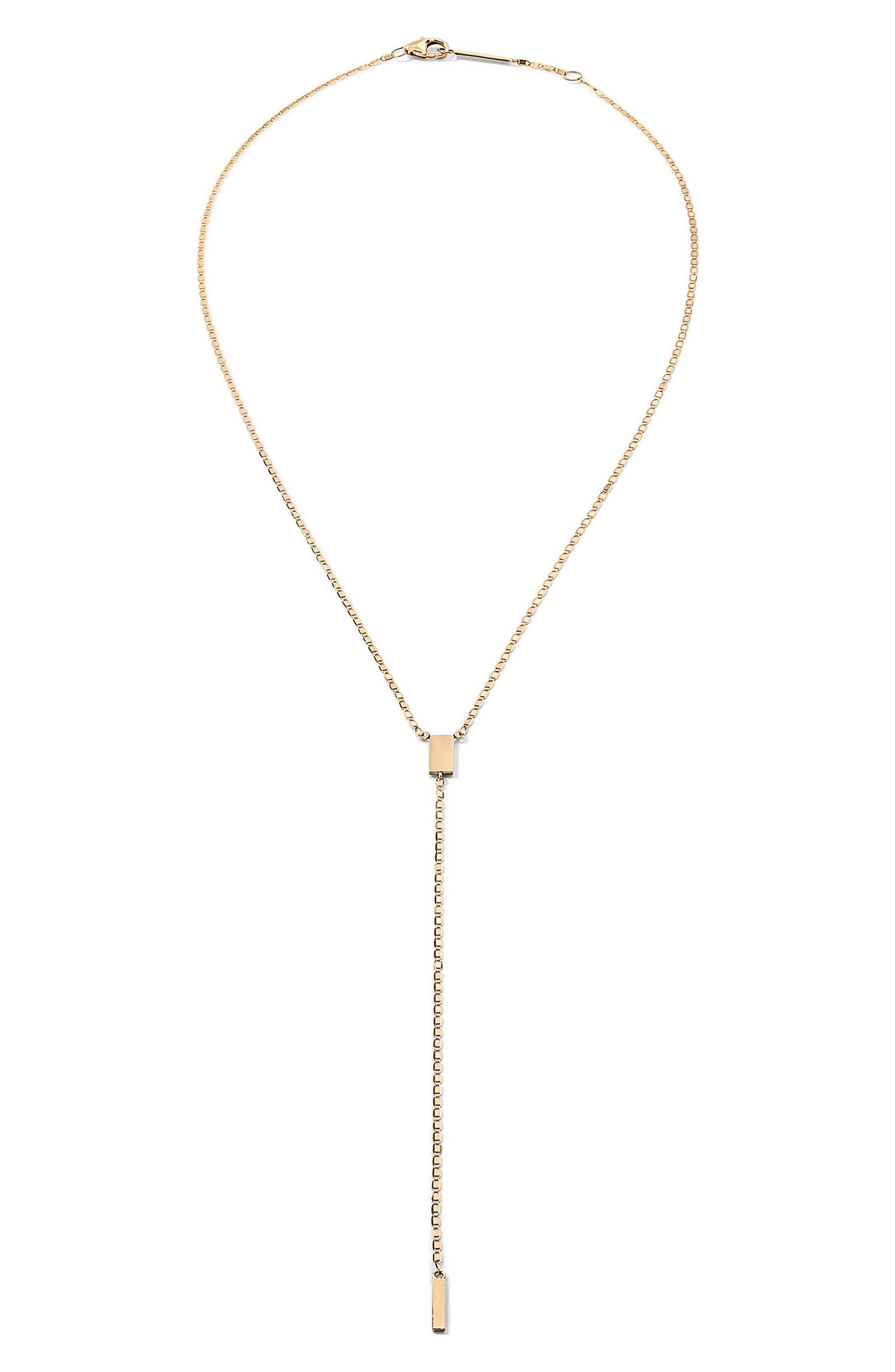 14kt gold lariat necklace