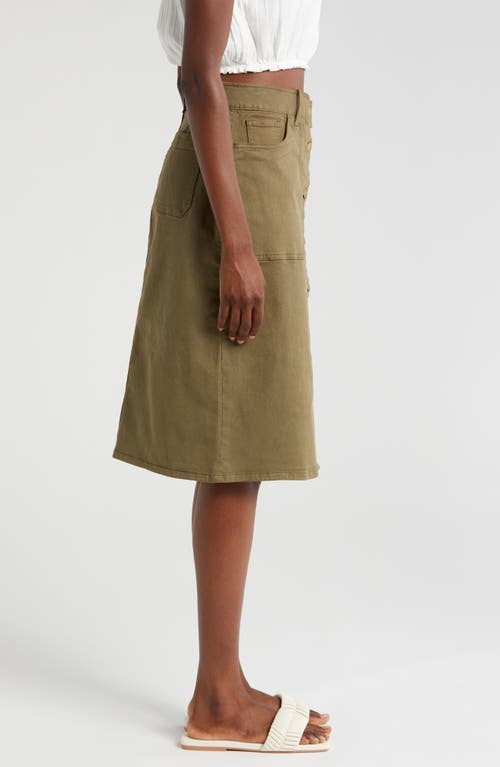 Shop Caslonr Caslon(r) Button Front Twill Skirt In Olive Burnt