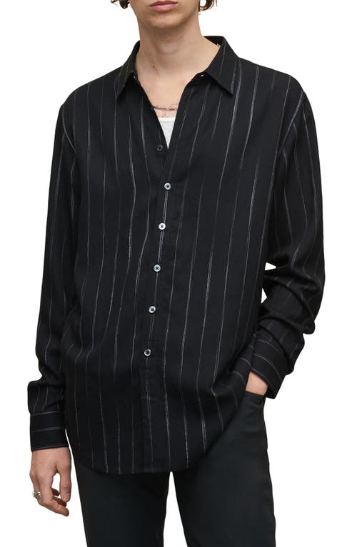 John Varvatos Nye Classic Fit Pinstripe Shirt in Black