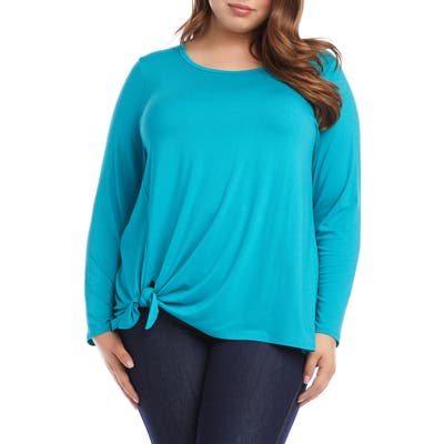 Plus Size Karen Kane Tie Front Top, Blue