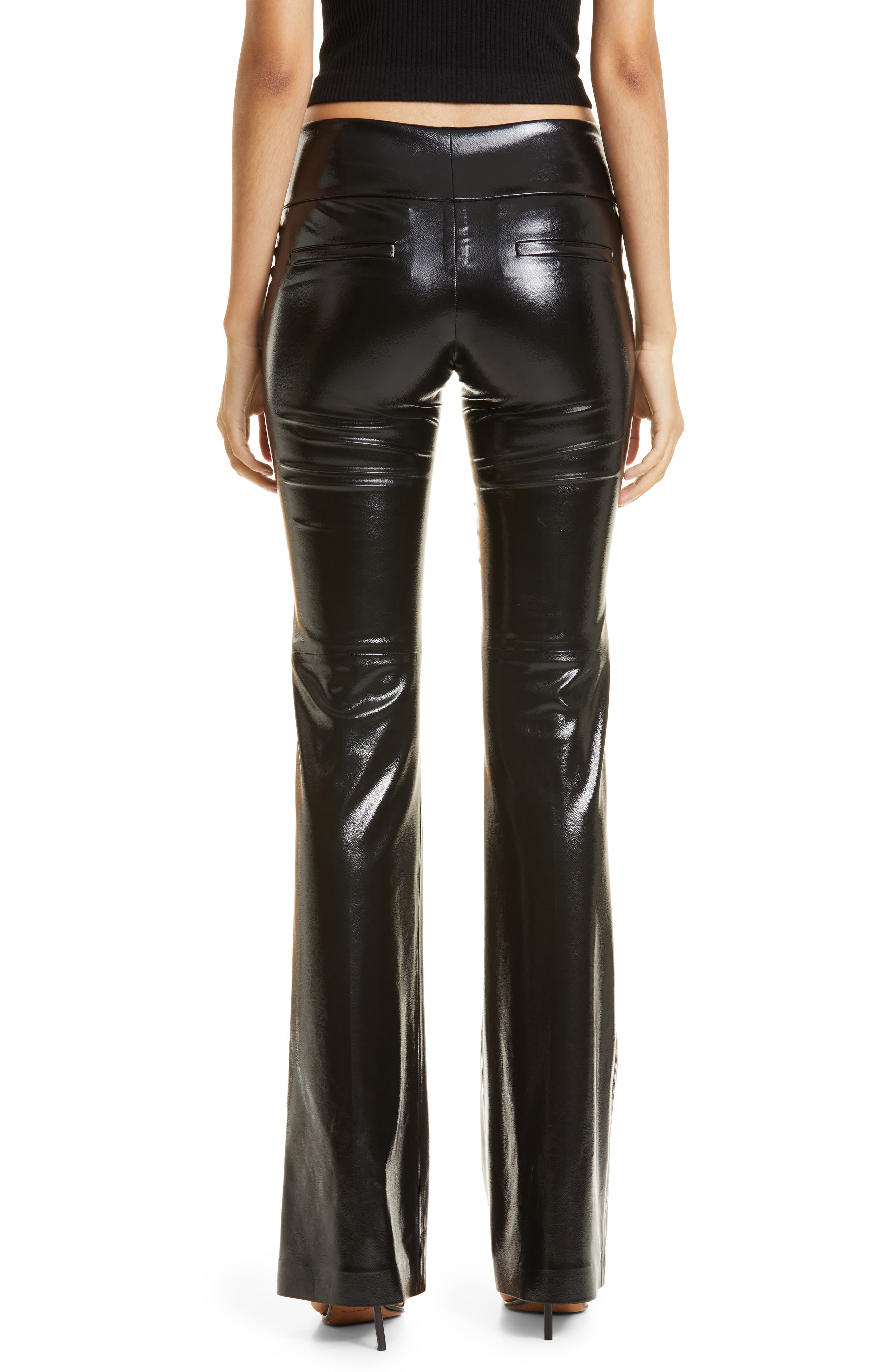 black leather bootcut pants