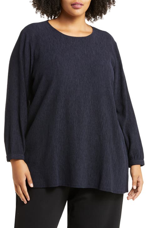 Crinkle Long Sleeve Top (Plus Size)