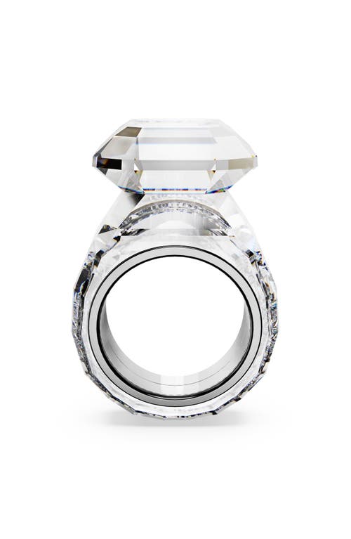 Swarovski Lucent Cocktail Ring In Silver/white