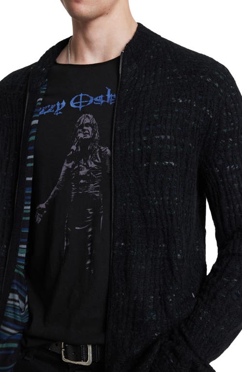 Shop John Varvatos Dubois Space Dye Knit Jacket In Black