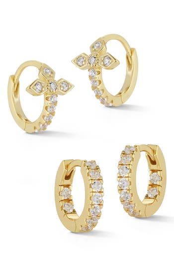 Glaze Jewelry Cz Huggie Hoop Earrings Set In Gold