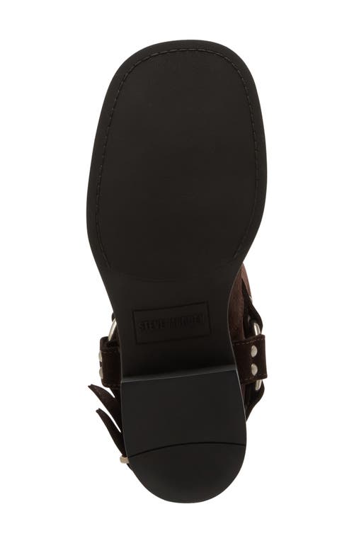 Steve Madden Astor Knee High Moto Boot In Brown Sued