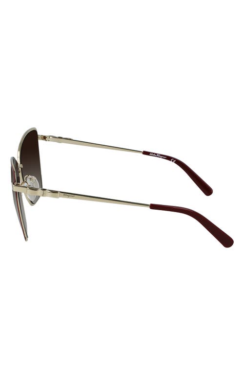 Ferragamo Vara 59mm Rectangular Sunglasses In Gold/burgundy