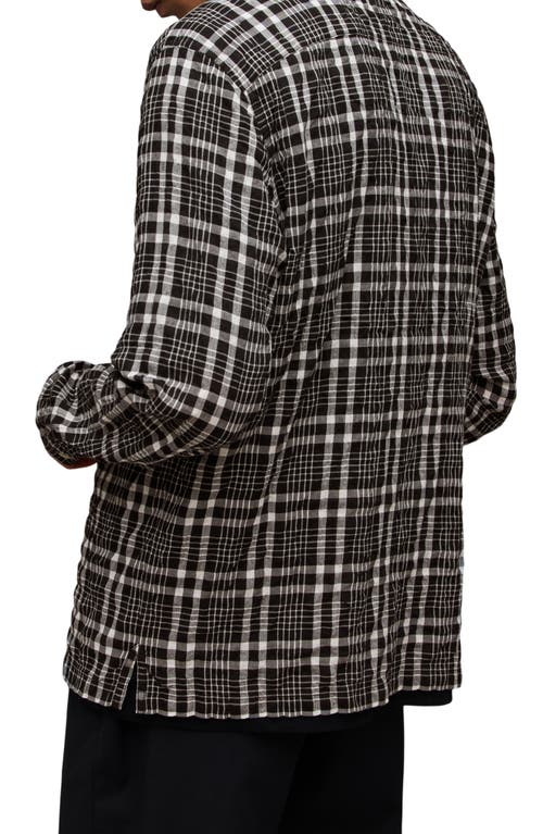 Allsaints Corvus Checked Relaxed Fit Shirt In Jet Black