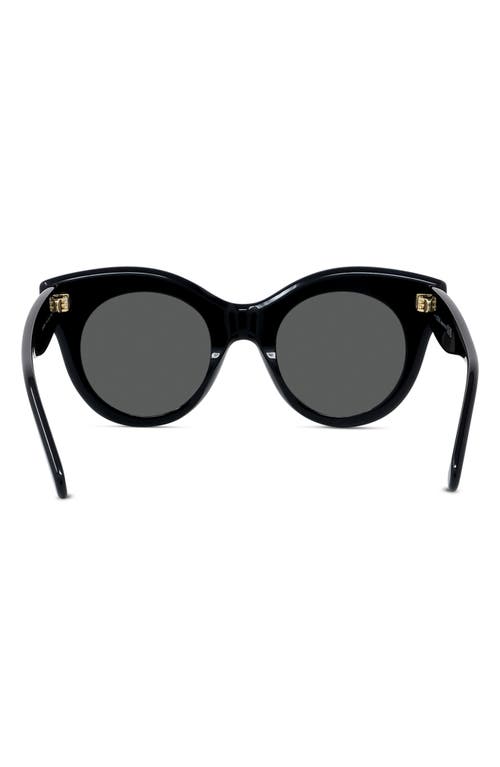 Shop Loewe Curvy 49mm Small Round Sunglasses In Shiny Black/smoke