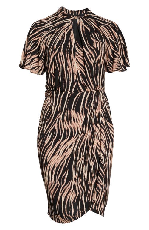 Shop Maggy London Swirl Print Crepe Midi Dress In Black/cinnamon Swirl