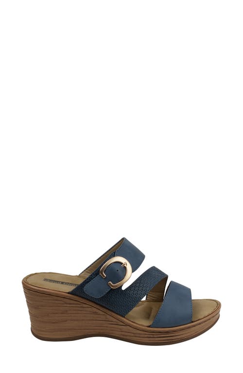 Good Choice New York Odalis Platform Wedge Slide Sandal In Blue