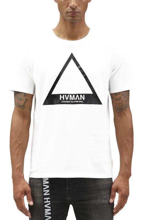 HVMAN Triangle Cotton Logo Graphic Tee in White