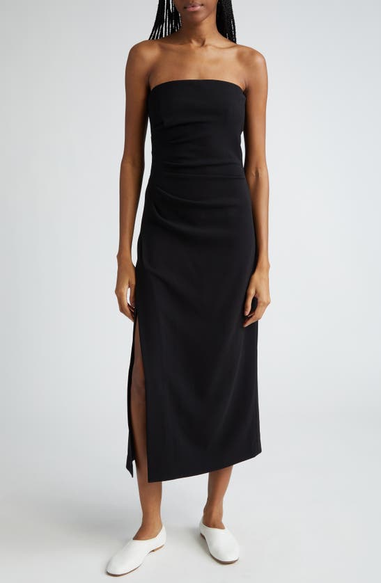 Shop Proenza Schouler Shira Strapless Matte Crepe Midi Dress In Black