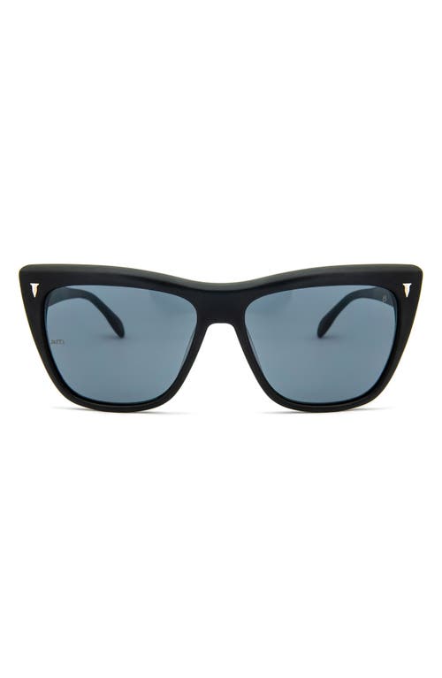 Shop Mita Sustainable Eyewear 58mm Wynwood Cat Eye Sunglasses In Shiny Black/smoke