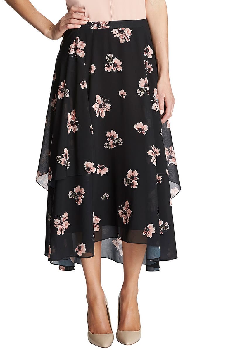 CeCe by Cynthia Steffe 'Floral Daydream' Ruffle Midi Skirt | Nordstrom