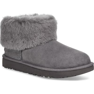 UGG Classic Mini Fluff Genuine Shearling Bootie, Black