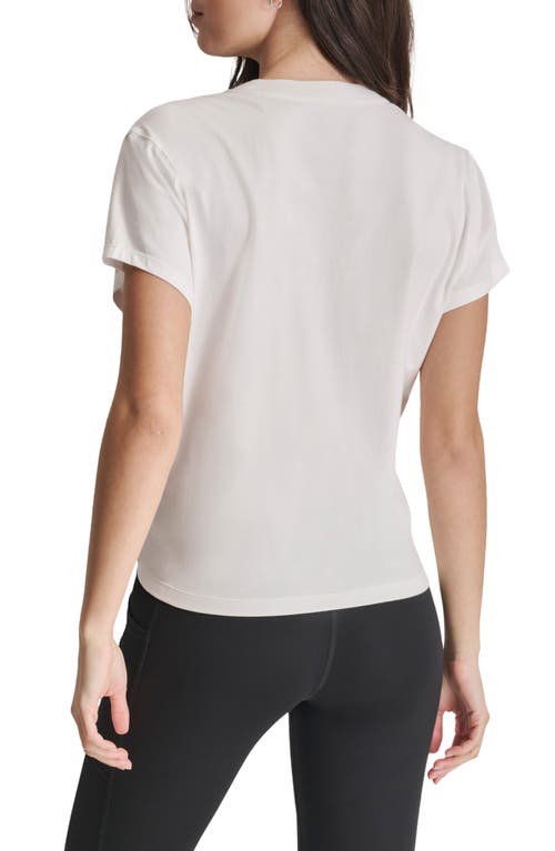 Dkny Metallic Bubble Logo Knot Front T-shirt In White