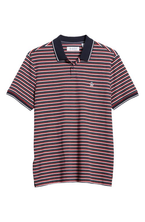 Stripe Interlock Polo in Dark Sapphire