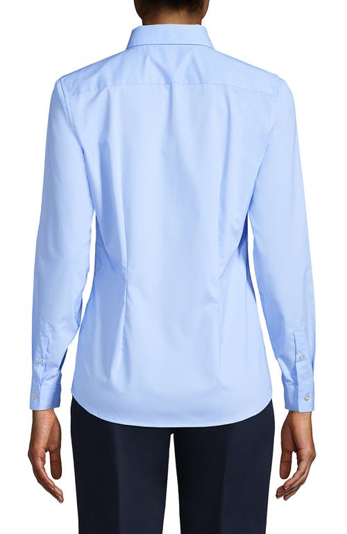 Lands' End School Uniform No Gape Long Sleeve Stretch Shirt In Light Sea Blue