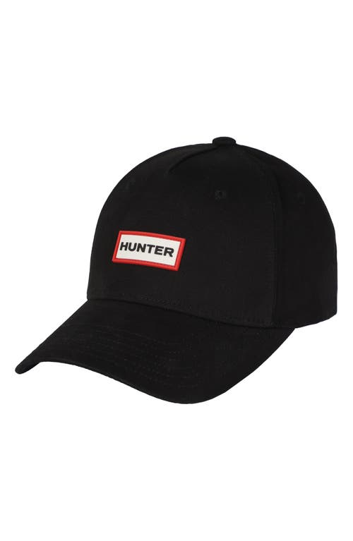 Hunter Logo Baseball Cap in Black/White