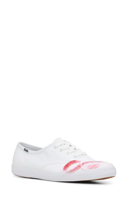 Keds Women's X Puppets And Puppets Champion Kisses Lace Up Canvas Sneakers In White