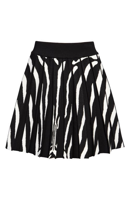 Balmain Zebra Jacquard Pleated Skirt in Black/Natural
