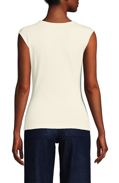 Shop Lands' End Lightweight Jersey Wrap Front Top In Fresh Ivory