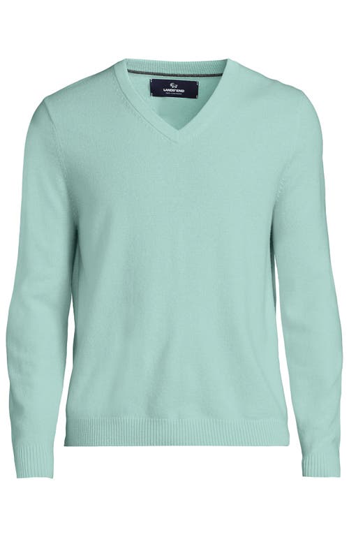 Shop Lands' End Fine Gauge Cashmere V-neck Sweater In Aqua Breeze