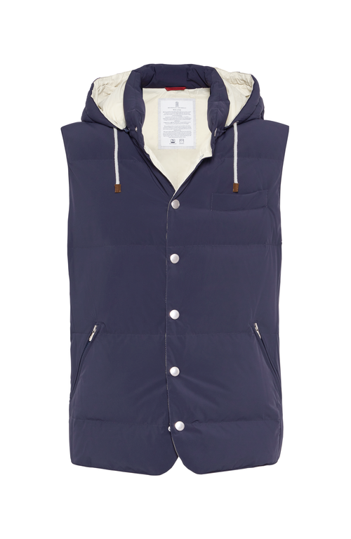 Shop Brunello Cucinelli Nylon Down Vest In Blue