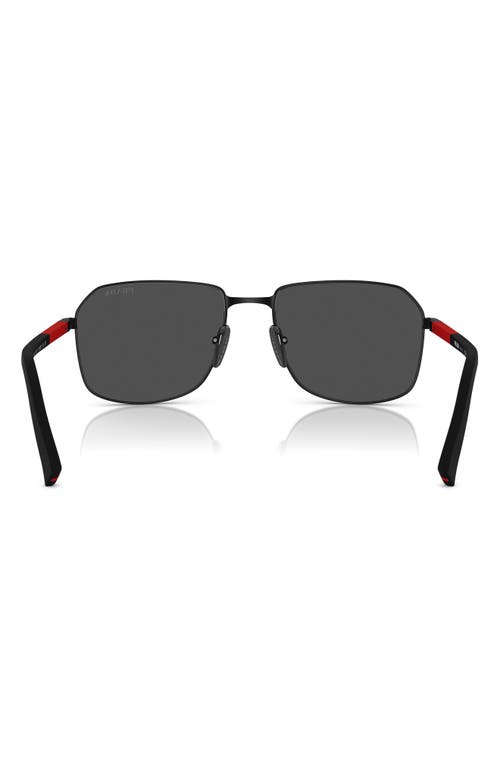 Prada Linea Rossa 57mm Rectangular Sunglasses In Matte Black