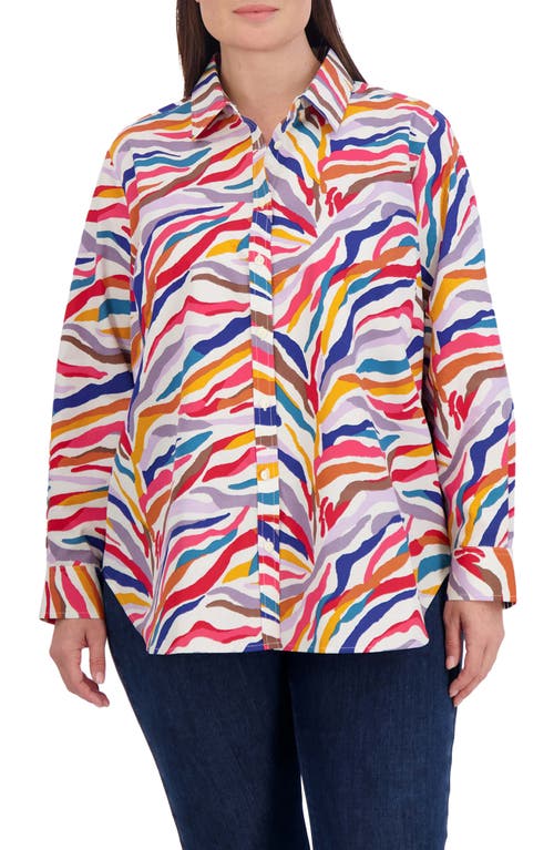 Foxcroft Abstract Print Cotton Button-Up Shirt Multi at Nordstrom,