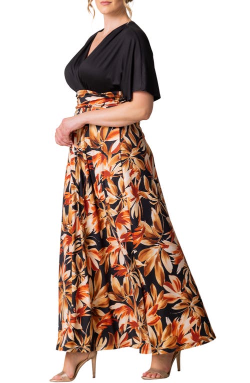 Shop Kiyonna Havana Mixed Media Floral Maxi Dress In Harvest Fest