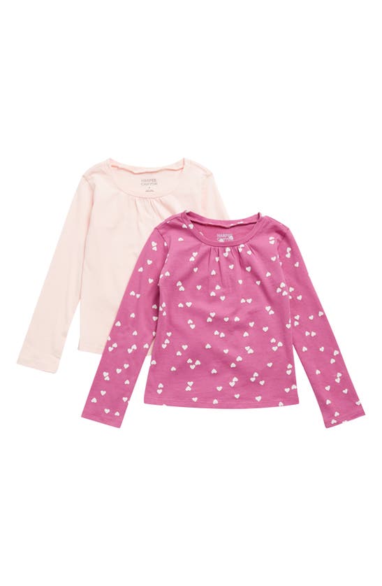 Harper Canyon Kids' Crew Neck Long Sleeve T-shirt In Purple Orchid Hearts Pack
