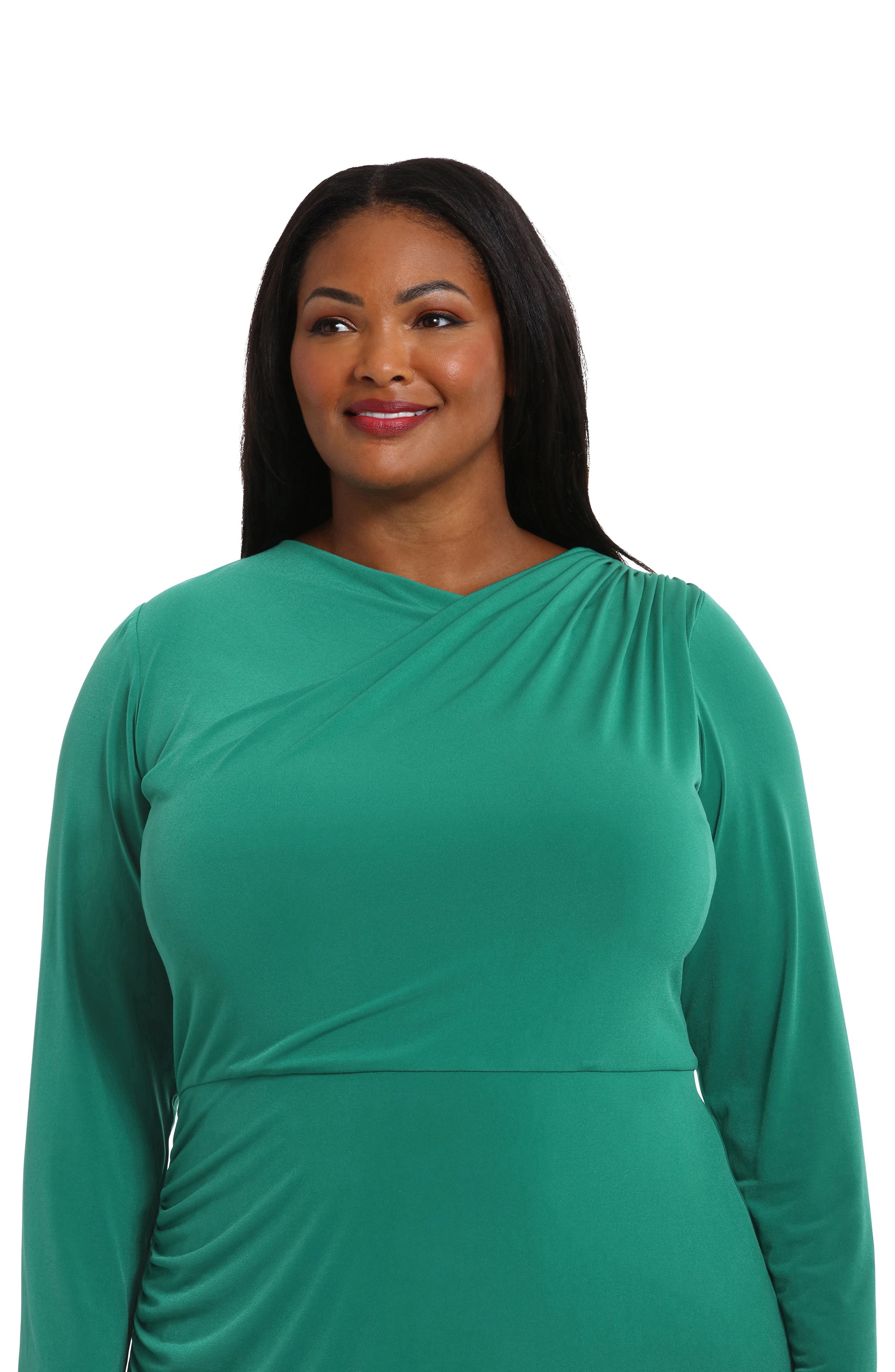 London Times Drape Neck Long Sleeve Jersey Dress Nordstromrack