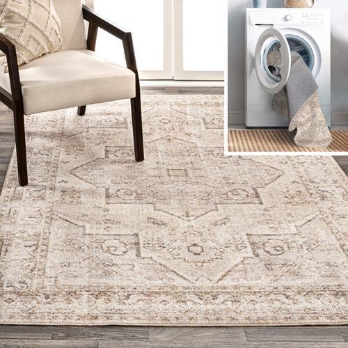 Jonathan Y Koda Vintage Native American Medallion Machine-washable Area Rug In Cream/brown