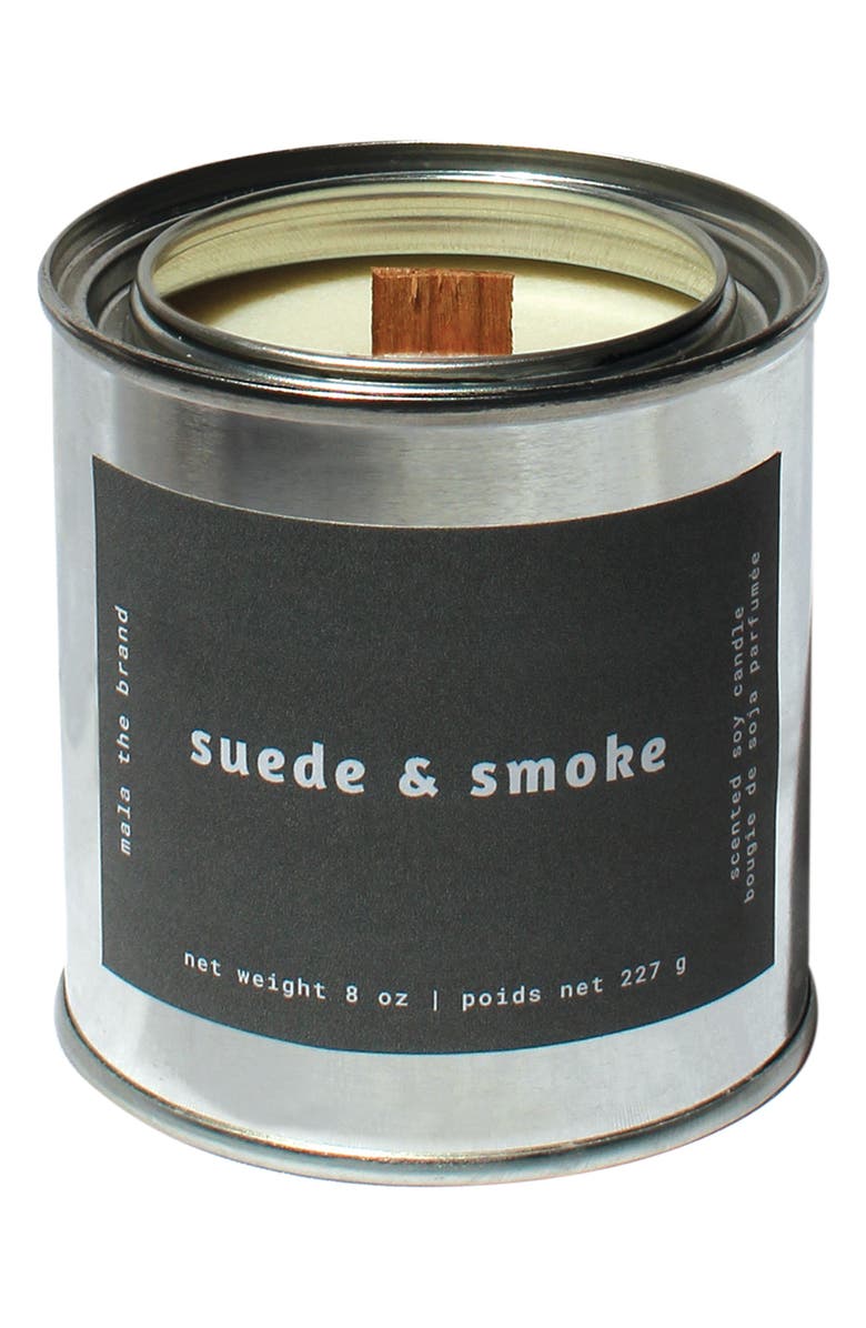 MALA THE BRAND Suede & Smoke Candle, Main, color, LIGHT/ PASTEL GREY