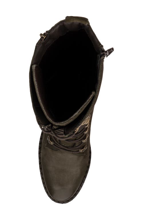 Vintage Foundry Henrietta Tall Leather Lace-up Boot In Army Green