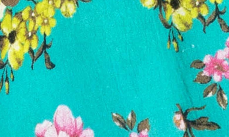 Kut From The Kloth Calla Floral Wrap Front Sleeveless Blouse In Teal