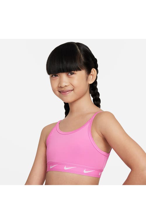 Shop Nike Kids' Dri-fit Sports Bra In Playful Pink/white