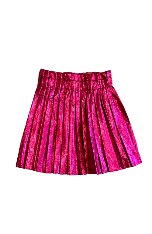 Shop Lola + The Boys Foil Pleated Skirt In Pink