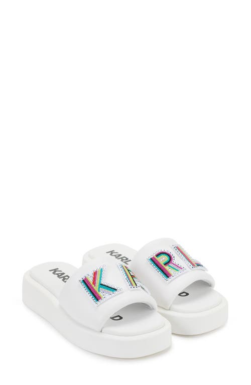 Karl Lagerfeld Paris Opal Platform Slide Sandal in Bright White