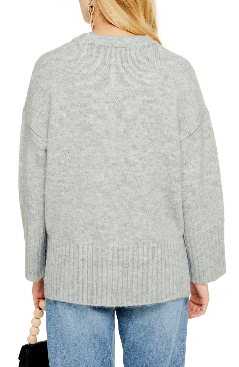 Topshop Supersoft Deep Hem Crewneck Sweater, Alternate, color,