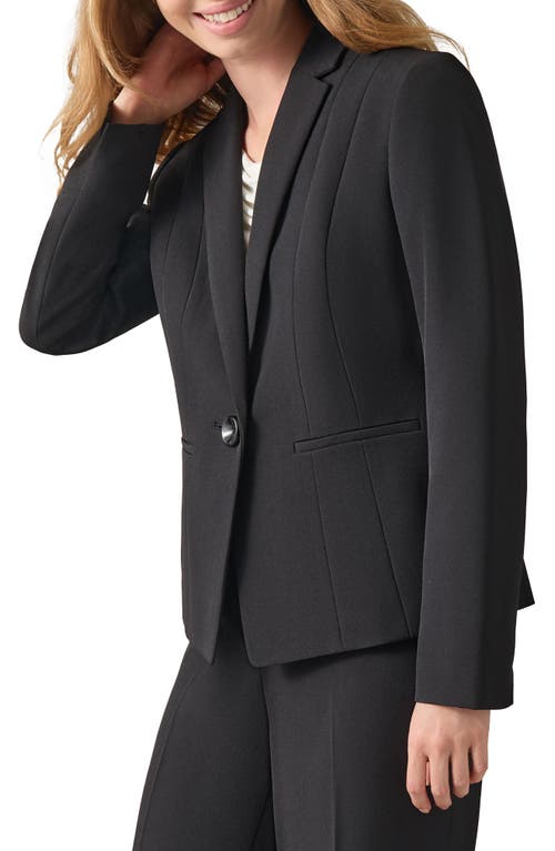 Kasper Petites Womens Zipper Cuff Collared One-button Blazer In Black