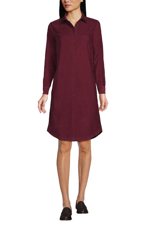 Shop Lands' End Plus Size Pinwale Cord Button Front Dress In Rich Burgundy