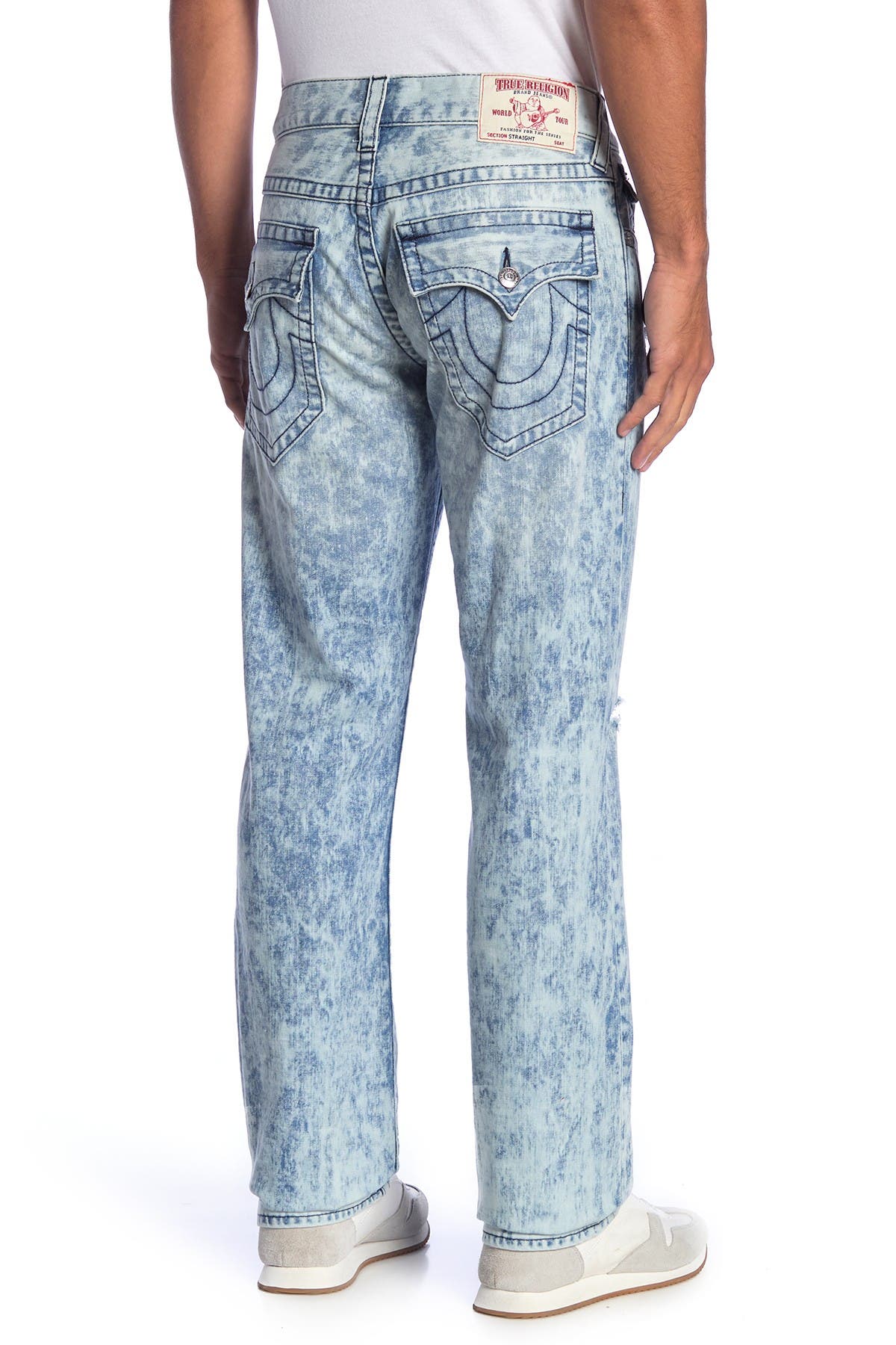 Distressed Faded Straight Leg Jeans 