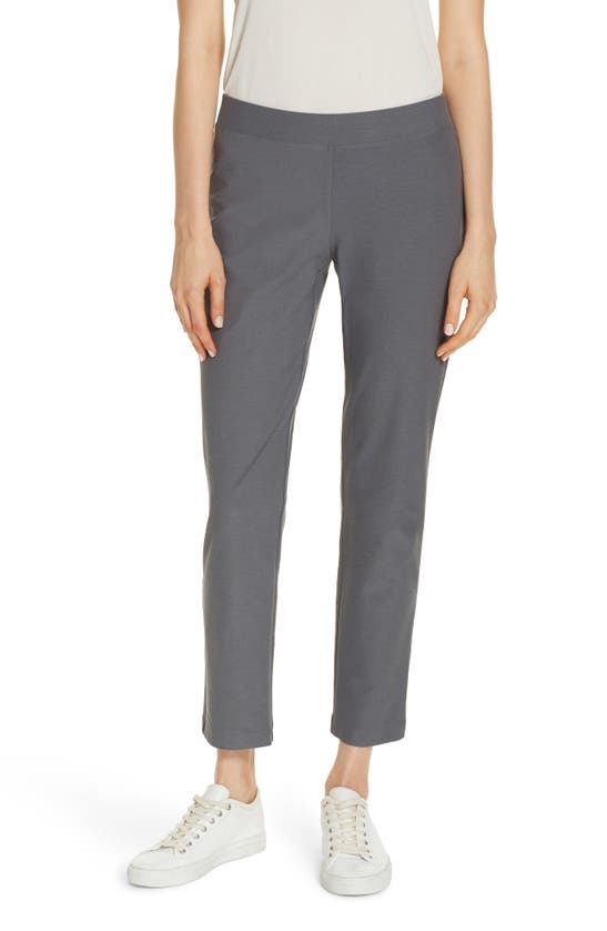 Eileen Fisher Stretch Crepe Slim Ankle Pants In Ash